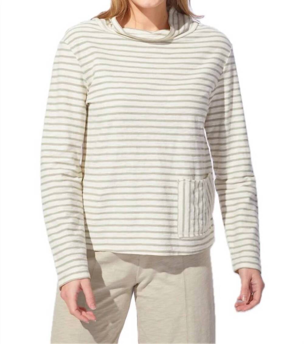 NEW ESCAPE BY HABITAT santa barbara stripe chill funnel neck top in ivory